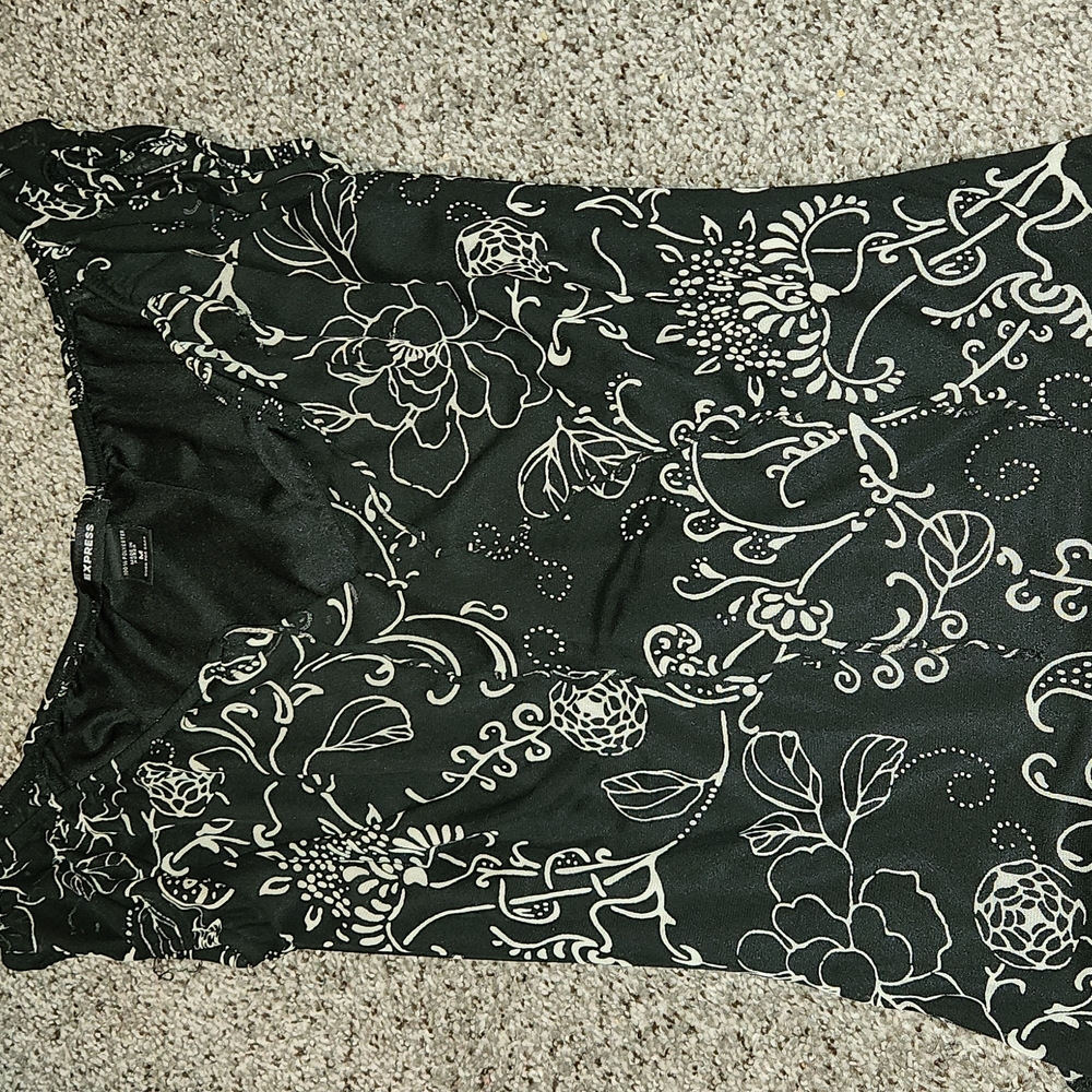 Black floral print blouse